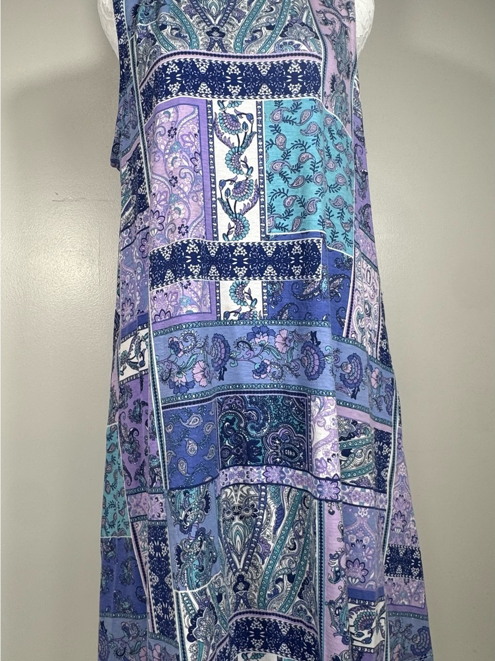 Women’s Multi-Print Paisley Maxi Skirt - Blue & Purple
